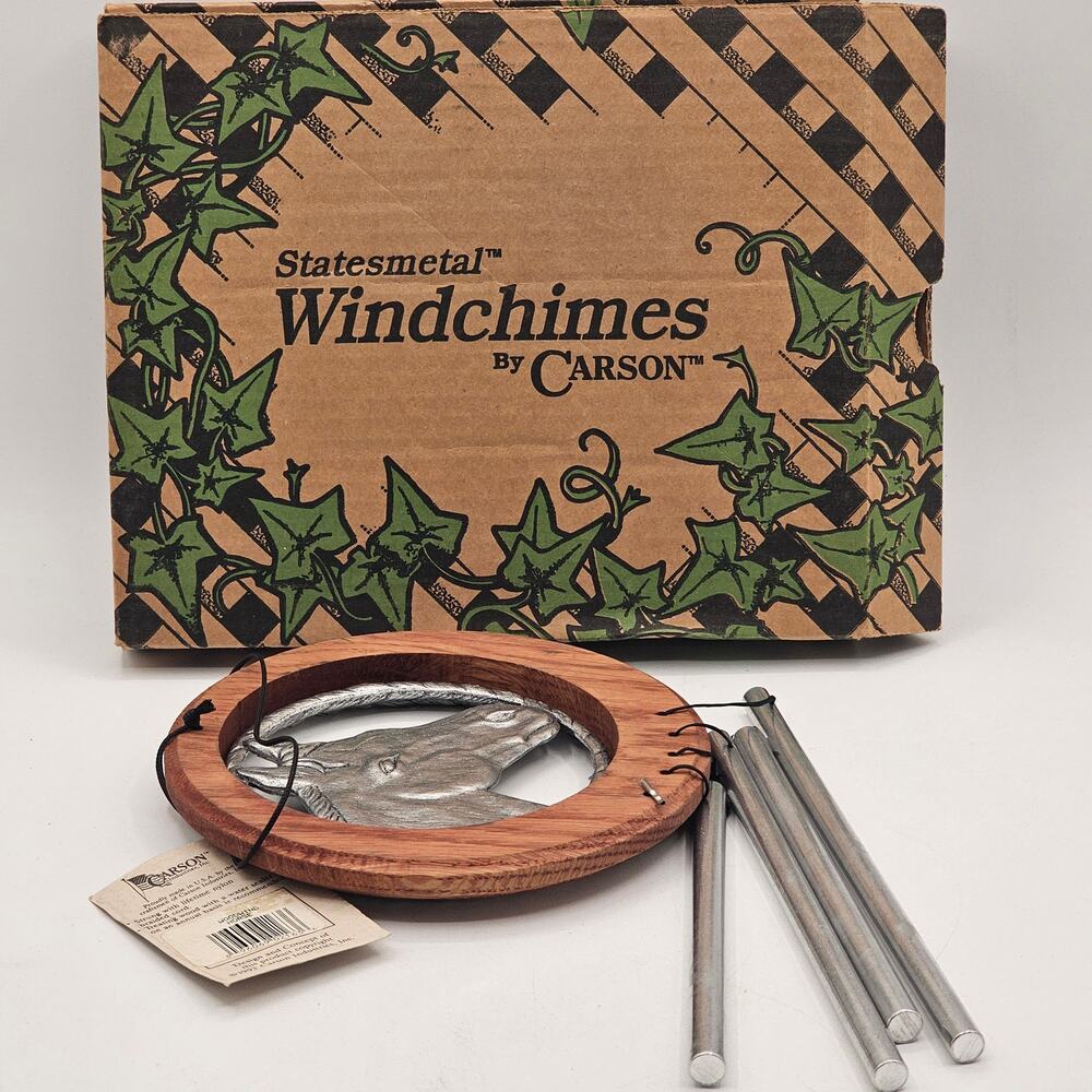 Carson Statesmetal Wind Chimes Treated Oak Aluminum Rods Boxed Garden Decor